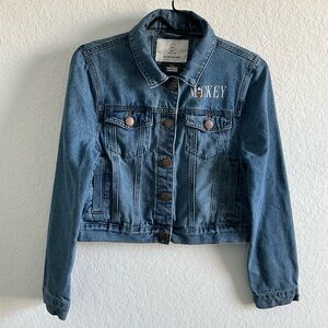 Cotton On x Disney Mickey Mouse Denim Jean Blue Cropped Trucker Jacket